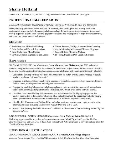 Makeup Artist Resume Samples 